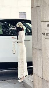 Mũ Nữ Mùa Hè Ren Hoa Beanies Nghệ Thuật Thanh Lịch Hoa Len Mũ Dệt Kim Dễ Thương Thiết Mũ Chui Đầu Muzini MLT08