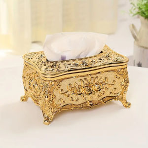 European Rose Tissue Box For Home Kitchen Living Room Bedroom Hotel Restaurant Napkin Extraction Box Plastic Storage Box