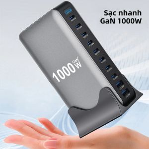 Trạm Sạc Nhanh GaN 1000W Bộ Sạc Để Bàn 10 Cổng PD3.1 Type-C Cho iPhone Samsung Xiaomi Huawei - Bộ Sạc USB Tốc Độ Cao