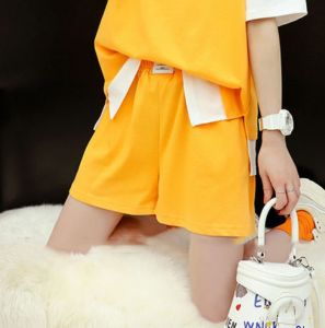 Womens Summer Sportswear Set Short Sleeve Shorts Loose Casual Slimming Fashionable Two-Piece Suit Korean Style round Neck