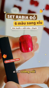 Set sơn gel RABIA mắt mèo Đỏ Ruby 6 màu