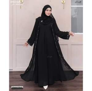 Gamis Abaya Hitam Turkey Payet Terbaru Mahogany Dress Ceruty Babydoll Mix Payet 2025 Layer Depan Wanita Dewasa