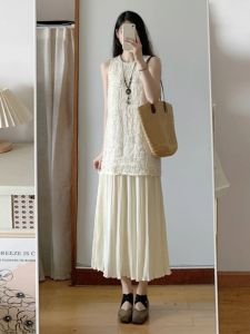 French Sleeveless Long Dress for Women Summer 2023 Stylish Vacation Beachwear Soft Trendy Minority Not Matching Beautiful Temperament