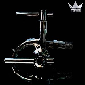 Keran Tembok Pendek Double Engkol 1/2\" - Chrome