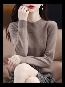 Ali9fashion 100% merino wool womens sweater o-neck long sleeve pullover Spring Autumn Winter basic jumper clothing knitwear tops