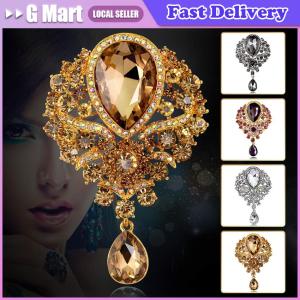 Luxury Elegant Large Crystal Water-drop Brooches for Women: Vintage Fashion Pendant Style Elegant Wedding Pins Party Jewelry