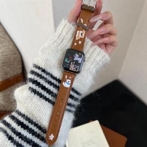 สายนาฬิกาหนังแท้ปักลายแมวใหม่สำหรับ Xiaomi Band 9 Pro/8 pro Redmi Watch 6/5/4 อุปกรณ์เสริมนาฬิกาสmarth เข็มขัดสายนาฬิกา