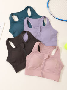 Plus Size Front Zipper Sports Intimates Womens High Strength Running Shockproof Integrated Breast Holding Yoga Workout Bra