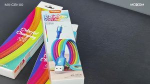 Original Moxom Rainbow Fast Charge Cable 18W 3A Fast Charging Charger Cable Android Micro USB C Type C IP wayar cables