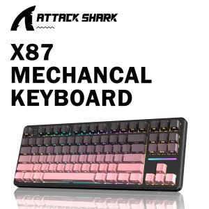 ATTACK SHARK | ATTACK SHARK X87 Wireless Mechanical Keyboard Tri-Mode 87 Keys Gasket Mount Hot-Swap PBT RGB Gaming Keyboard Compact TKL