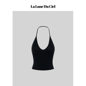 La lune Du ciel | Áo Camisole Dây Đơn Giản Cổ V Tông Lạnh Dáng Ôm Eo
