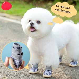 Breathable Dog Shoe Covers for Small Dogs Summer Pet Teddy Bichon Outdoor Anti-Dirt Shoes Anti-Slip Universal Pet Footwear