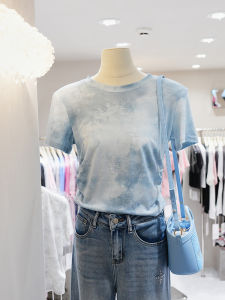 เสื้อยืดคอกลมแขนสั้นพิมพ์ลายสไตล์อเมริกันสำหรับผู้หญิงในช่วงฤดูร้อน เสื้อยืดทรงสลิมฟิตสำหรับผู้หญิงวัย 18-35 ปี