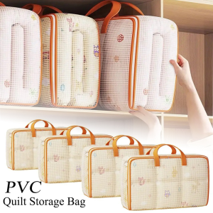 GREENSINDOOR Transparent PVC Quilt Storage Bag Foldable Cabinet Clothes Storage Bag Waterproof Storage Bag