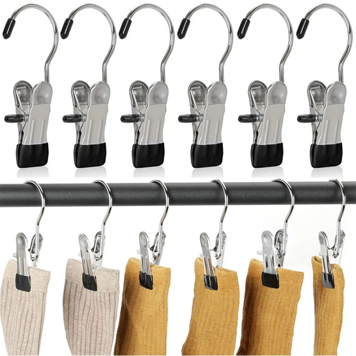 1/5Pcs Stainless Steel Laundry Clip Hooks Closet Hanging Clothespin