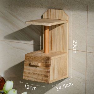 Yanpu Real Wood Paper Towel Holder Bathroom Storage Rack High Aesthetic Value Toilet Tissue Box Roll Paper Holder