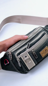 POLO AMSTAR Canvas Waistbag Tas Selempang Pria Casual Multifungsi Slingbag Kanvas Tas Pinggang Cowok