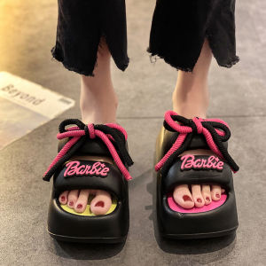 รองเท้าแตะส้นหนาสำหรับผู้หญิงในช่วงฤดูร้อนปี 2024 ส้นสูง EVA สวมใส่สบาย รองเท้าแตะแบบสวมสบายสำหรับกลางแจ้ง