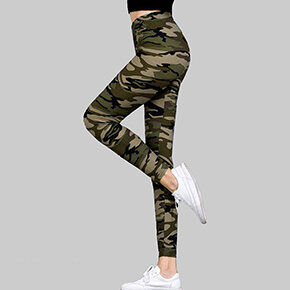 Women's Camouflage Base Layer Pants & High Waist Versatile Long Trousers