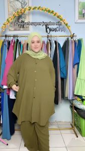 WACEL Setelan Jumbo Wanita Terbaru LD 140 dan 160 SETCEL Crinkle Airflow Fit 5L 5XL Muat BB 100-120 kg Adem