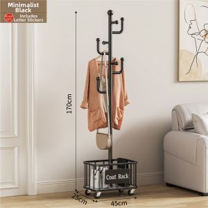 Multifunctional Floor Standing Clothes Hat Rack Bedroom Living Room Storage Organizer Carbon Steel YX001 for Household Use