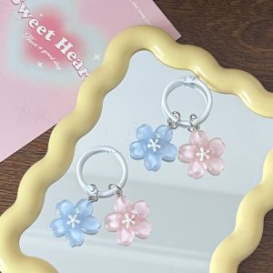 Sweet Jelly Color Sakura Keychain Pendant Creative Lovely Flower Keyring Cute Fashion Backpack Hanging Ornaments Couple Gift
