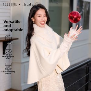 3COLOUR·S | Gentle Style Luxury Atmosphere Woolen Shawl Ivory