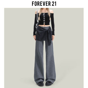 Forever 21 Early Autumn Loose Casual Skirt Pants Womens Coffee Color High Waist Wide Leg Sports Sweatpants Fake Two-Piece