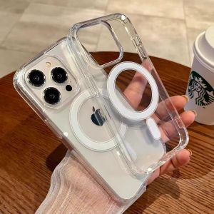 Ốp Điện Thoại Trong Suốt Từ Tính Tương Thích Magsafe Chống Sốc Hỗ Trợ Sạc Không Dây Tương Thích Với iPhone 11/12/13/14/15/16/17 Pro Max Plus Air