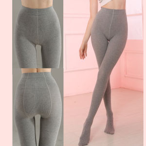 Spring Autumn Thin Cotton High Waist One-Piece Base Layer Pants Womens Leggings Pure Cotton Vertical Stripes Slimming Compression Trousers