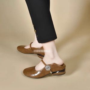 Soft leather single shoes spring and autumn new womens shoes thick heel soft sole versatile casual leather shoes womens summer round head mother shoes women