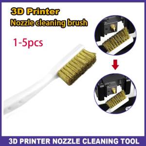 3D Printer Nozzle Brush Cleaning Tool Brass Wire Toothbrush Brass Brush with Curved Handle Heated Bed Cleaning for 3D Printer