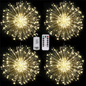 200 LED String Fairy Lights Hanging Starburst Lamp DIY Firework Christmas Garland Festival Decoration Remote Twinkle Lights