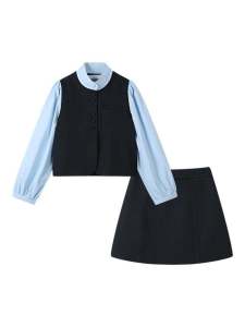 Bộ Váy Ngắn Hai Mảnh Thời Trang Xuân 2025 Dành Cho Nữ Cỡ Lớn Giảm Tuổi Bộ Áo Vest Và Áo Sơ Mi Dài Tay Cổ Đứng