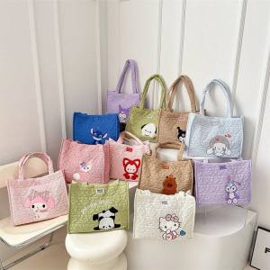 Cute Large Capacity Magnet Buckle Panda Strawberry Bear Cartoon Tot Bag Storage Bag Single Shoulder Tote Bag Daily Match