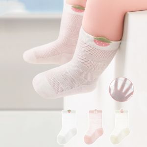 3Pairs/lot Summer Thin Childrens Socks For 0-8Yrs Girls Boys Cute Cartoon Newborn Socks Cotton Boneless Mesh Baby Toddler Sock