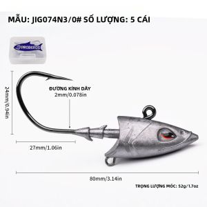 Proberos 5 Chiếc 3D Eyes Jig Head Fishing Hooks Thép Carbon Cao Cấp Swimbait Móc Thép Gai Cho Câu Cá Trên Thuyền Đại Dương