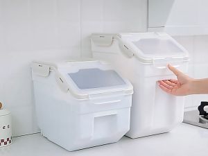 10/15/25kg Rice dispenser sale Double sealing rice storage Insect and moisture prevention rice container With wheels for easy movement