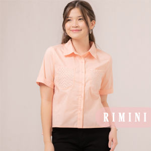 RIMINI - Atasan Cewek Kemeja Formal Katun Premium XS-XL - Kaetlyn Studded Pocket Top 2227