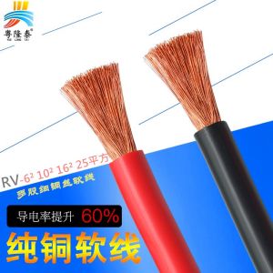 Pure Copper Car Jumping Wire Multi-strand Soft RV-6 10 16 25 Square Thickened Conductor Battery Connection Line National Standard