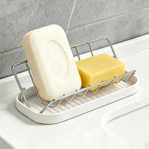 【S】Bathroom Countertop Soap Holder Soap Storage Draining Rack & Kitchen Sponge Storage Rack Durable Easy To Clean Organizer