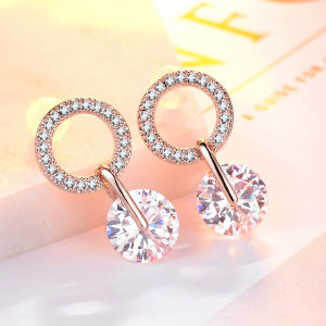 Huitan Aesthetic Dangle Earrings for Women Fashion Design Elegant Female Earring Crystal Cubic Zirconia Pendent Delicate Gift