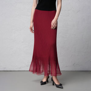 Ruffle Hem Mesh Knitted Skirt