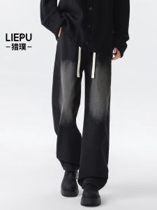 กางเกงยีนส์ทรงหลวมสำหรับผู้ชาย ทรงตรง ทรงหลวม ทรงหลวม กางเกงขายาวสีดำ สไตล์อเมริกัน ทรงหลวม ทรงหลวม ทรงหลวม