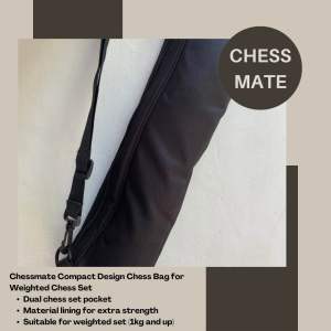 Chessmate Compact Design Chess Bag for Weighted Chess Set with Dual Pockets & Extra Strength Lining