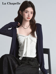 La Chapelle | Dot Design Bow Detail Summer Protection Blouse and Camisole Set
