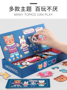 Wooden Double-sided Funny Face Magnetic Puzzle and Drawing Board Montessori Educational Toy Gift Children | Mainan Kayu