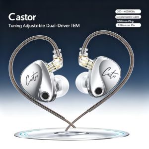 KZ | KZ Castor in Ear Monitor Tunable Dual Dynamic Driver IEM HiFi Deep Bass Wired Earbuds Detachable Cable Noise Isolatings