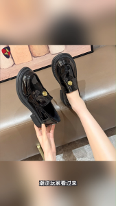 Katerina Fashion Casual Shoes Pu Leather Round Toe Loafers With Floral Gold Buckle For Women Student #K-100
