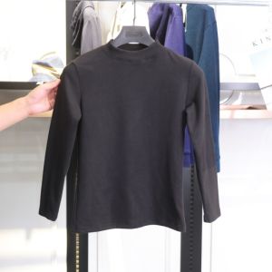 เสื้อยืดคู่รักทรงสลิมฟิตผสมผ้าขนสัตว์และโปรตีนแฟชั่นฤดูใบไม้ผลิและฤดูใบไม้ร่วง ผ้าฝ้ายโพลีเอสเตอร์ แขนยาว คอกลม